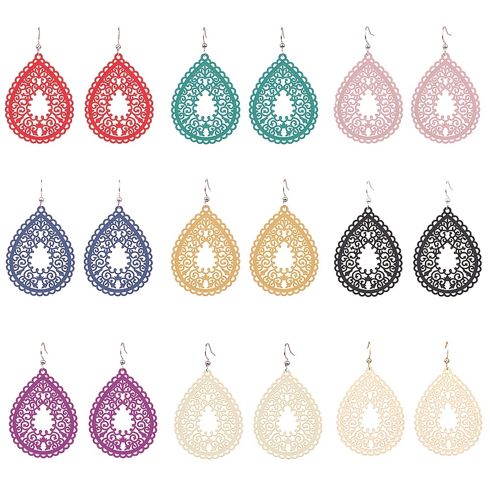 Bohemian Style Drop Earrings Thin Water Drop Shape Earring Set